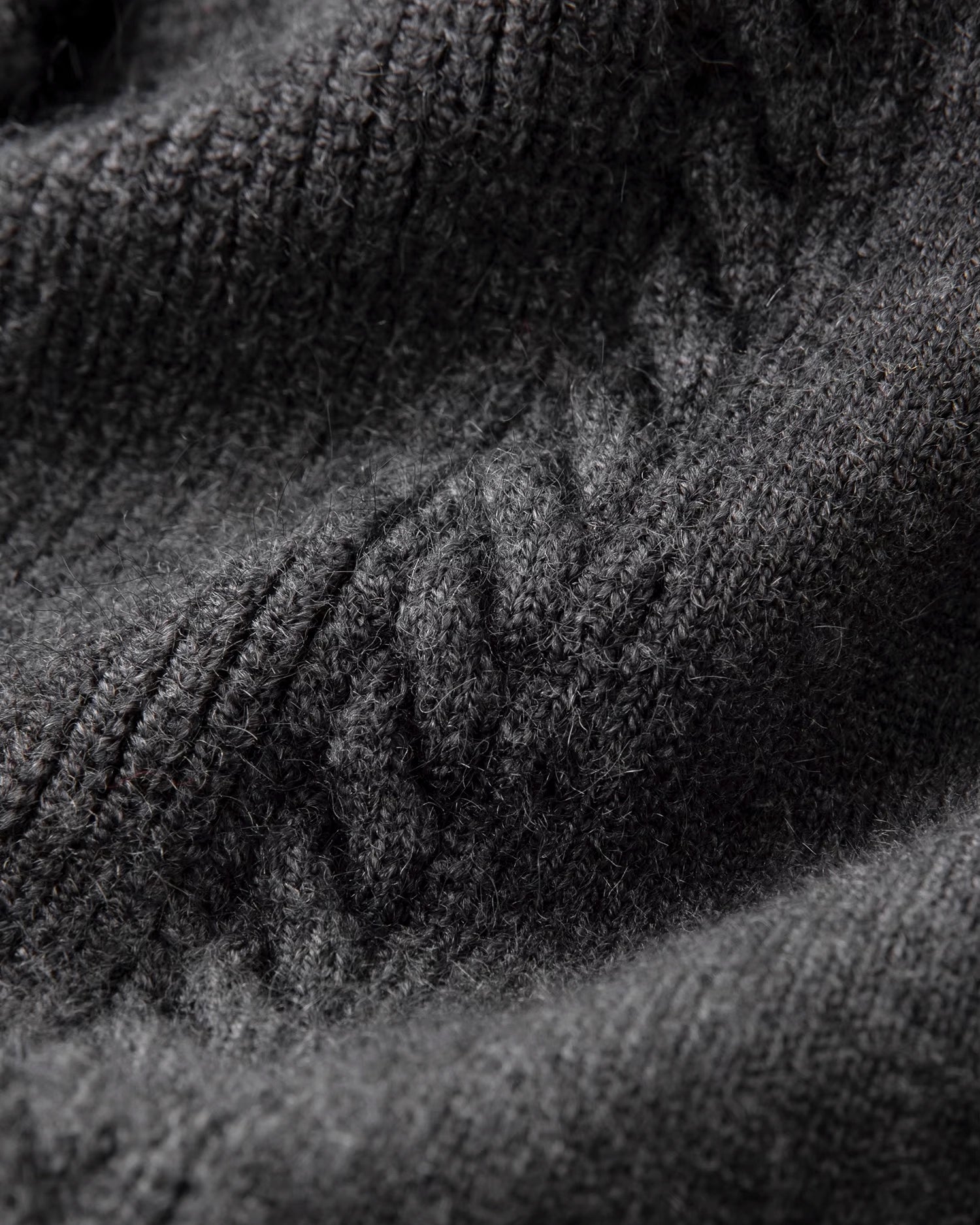 Rian Dark Grey Ruffle-Front Cardigan | Sustainable Recycled Knitwear | Collared Cardigan