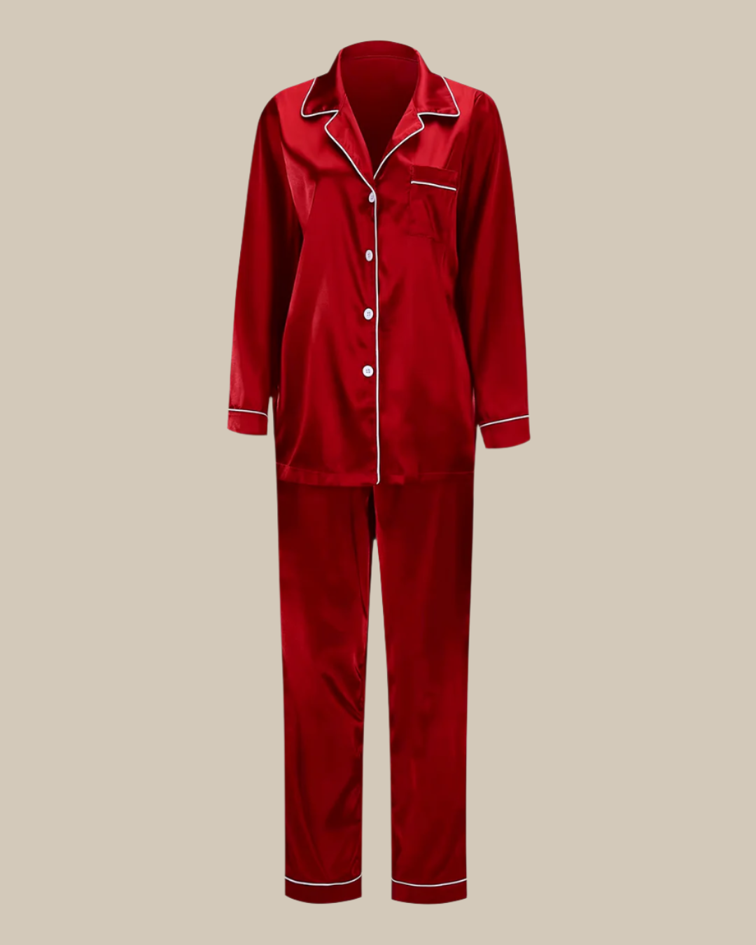 Women Satin Button Up Classic Pyjamas