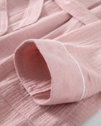 Women Organic Muslin Cotton Robe - Lightweight Breathable Ladies Dressing Gown