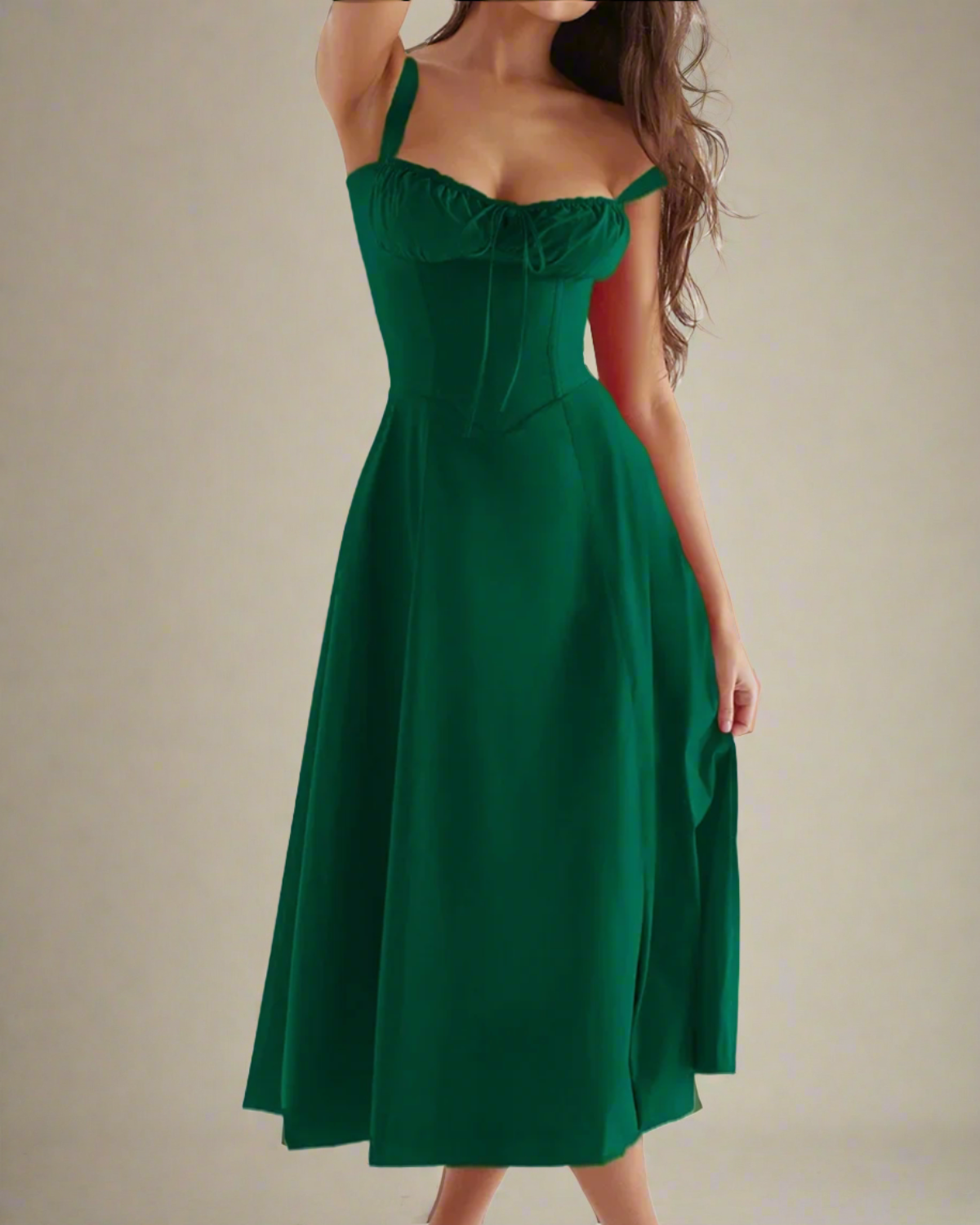 ADKN Heidi Midi Green Summer Dress