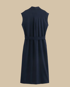 Marina Linen Midi Sleeveless Shirt Dress with Belt