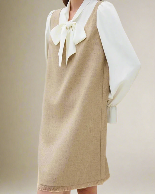 Harper Hemp-Blend Shift Dress with a Bow-Tie