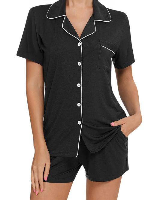 ADKN Modal T-shirt and Shorts Pyjamas for Women S / Black