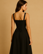 Heidi Milkmaid Dress Black