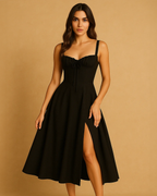Heidi Milkmaid Dress Black