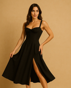 Heidi Milkmaid Dress Black