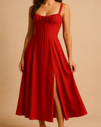Heidi Red Corset Dress - Red Sun Dress