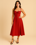 Heidi Red Corset Dress - Red Sun Dress