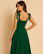 Oceane Emerald Green Square Neckline Dress | Ethical Wedding Guest Midi
