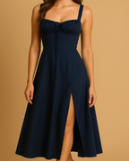 Heidi Navy Midi Corset Sun Dress
