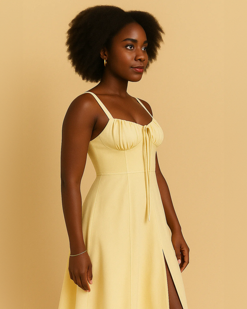 yellow milkmaid dress Heidi Yellow Milkmaid Sun Dress