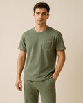 Bamboo Pyjamas Mens - Short Sleeve PJS Loungewear - Khaki Green