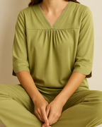 Bamboo & Organic Cotton Womens Pyjamas - Half Sleeve PJS - Lime