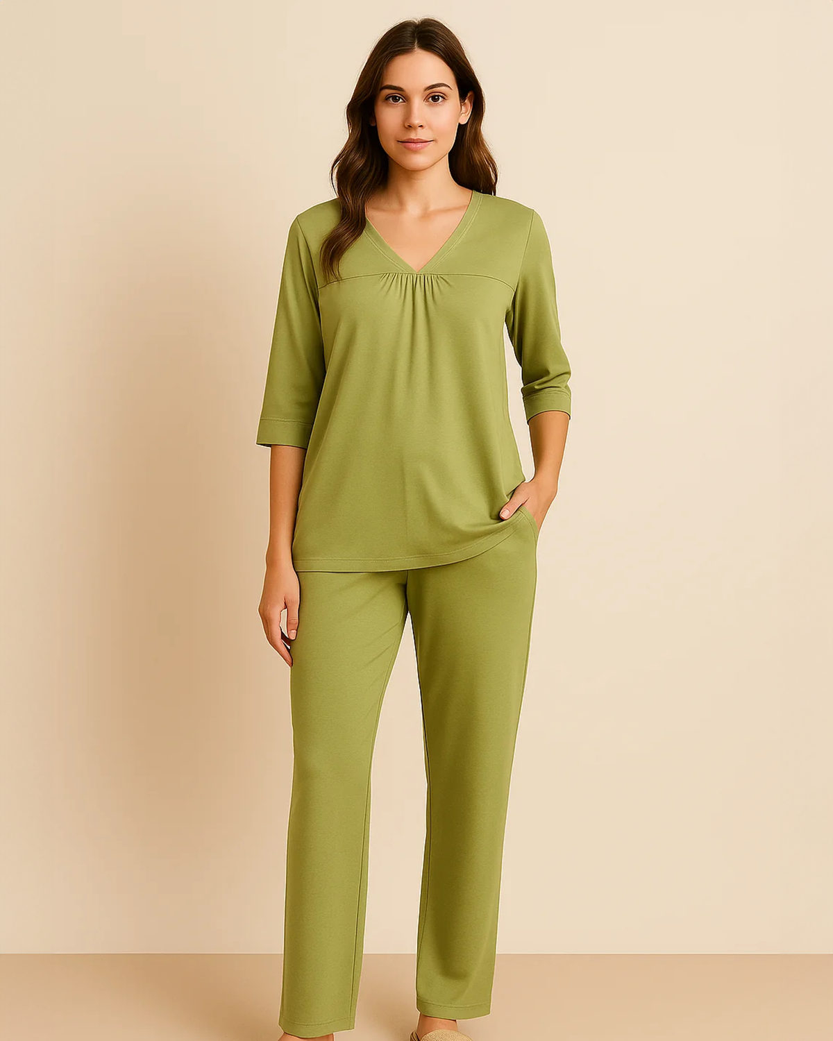 Bamboo & Organic Cotton Womens Pyjamas - Half Sleeve PJS - Lime