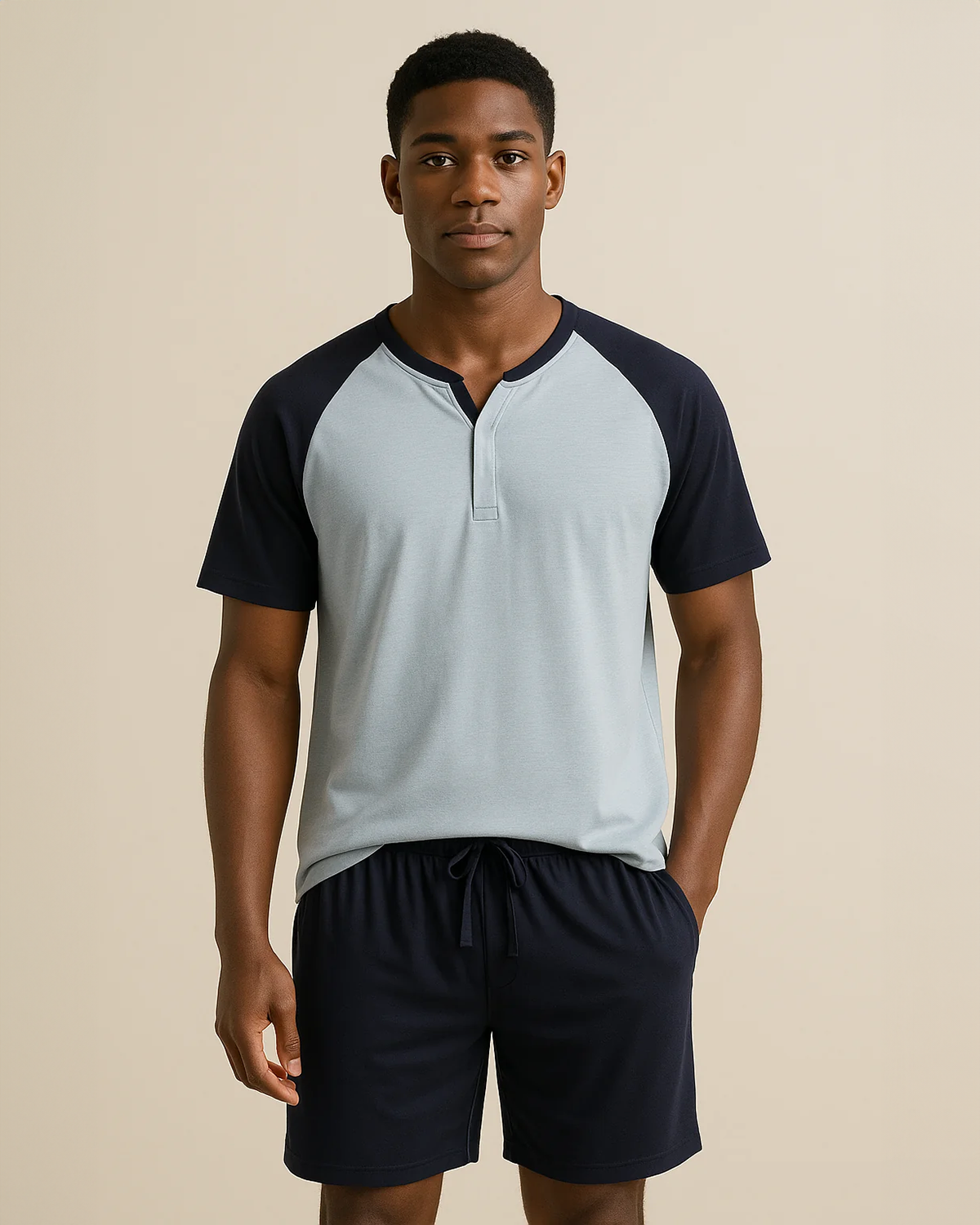 Bamboo Men Shorts Pyjamas - Pale Blue