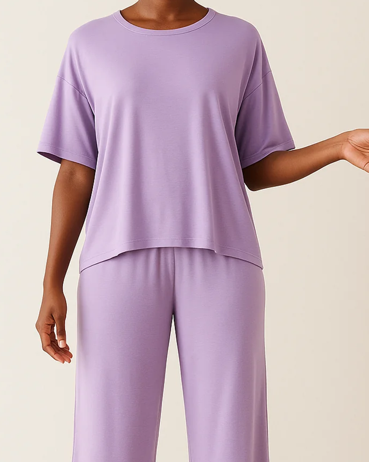 Bamboo Womens Short Sleeve & Cropped Trousers Loungewear - Lavender Pyjamas