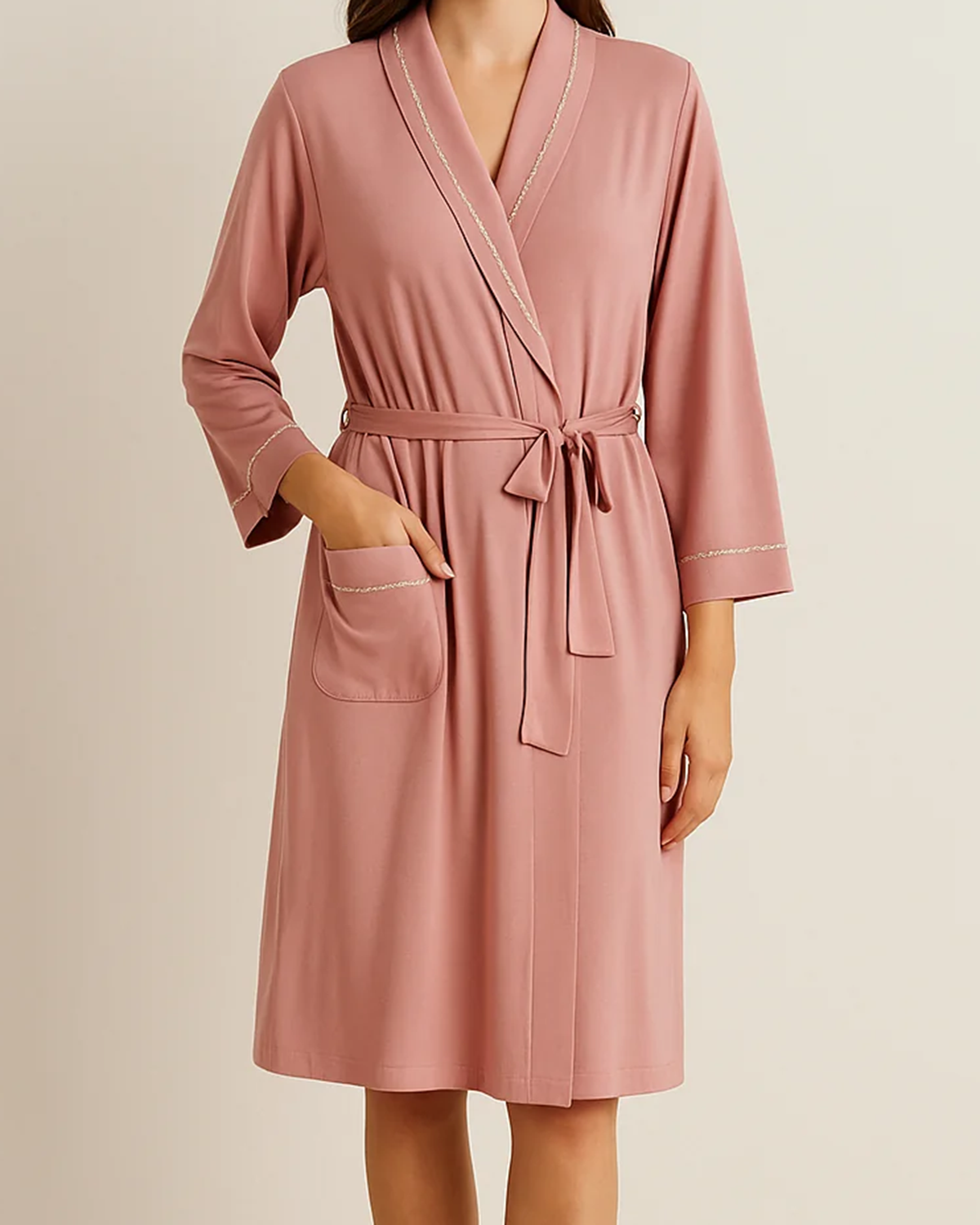 Bamboo Pink Women Dressing Gown - Ethical Loungewear | ADKN Bamboo Pink Women Dressing Gown - Ethical Loungewear | ADKN