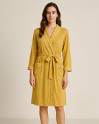 Bamboo Womens Dressing Gown - Mustard Yellow