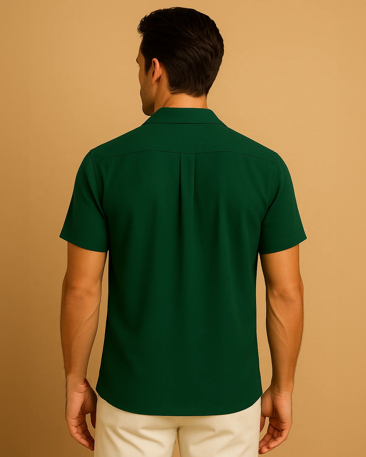 Men Guayabera Short Sleeve Cuban Shirt in Green