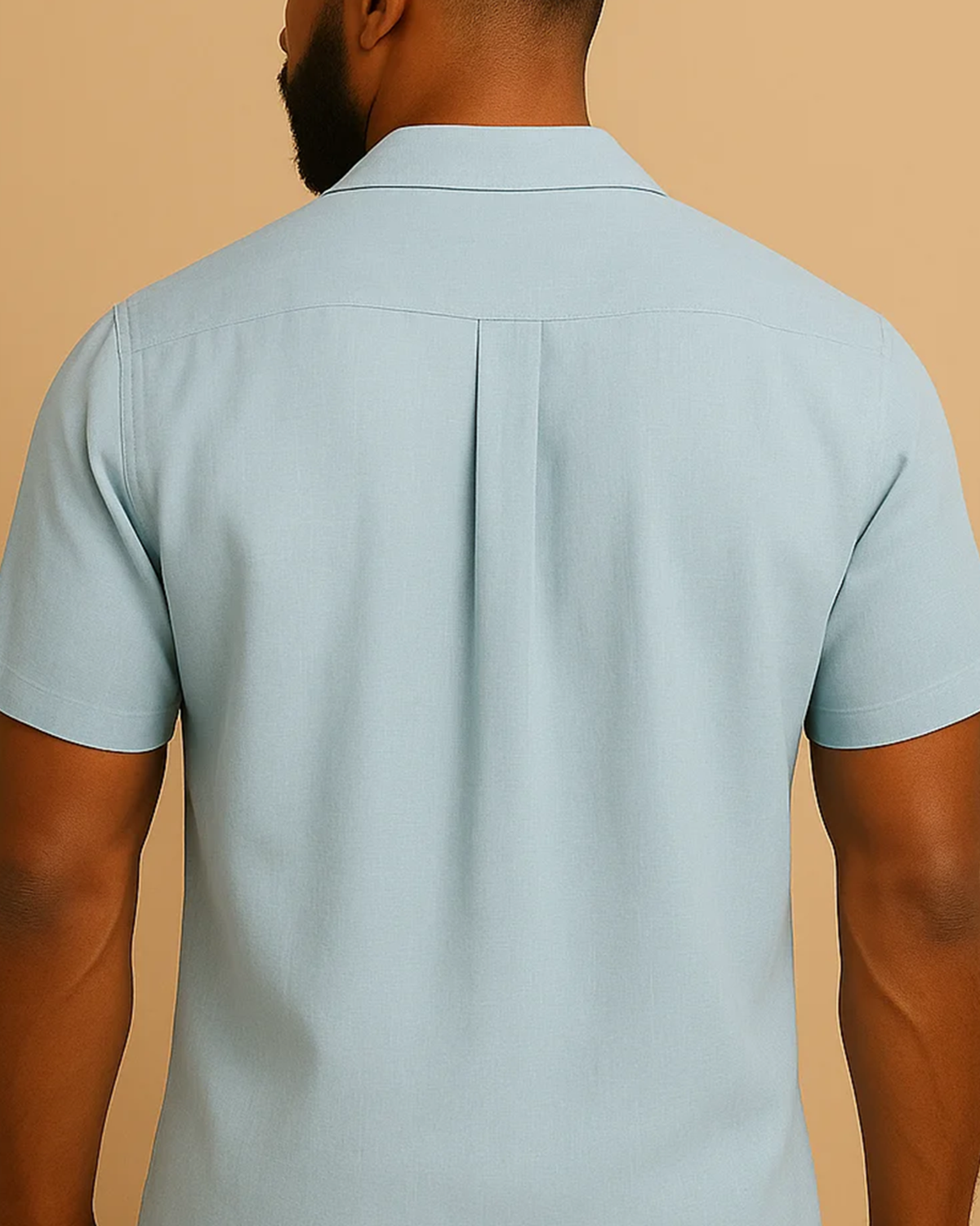 Men Linen Blue Cuban Shirt - Buttons Guayabera