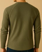 Long Sleeve Henley Top in Waffle Texture