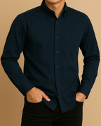 Men Classic Oxford Shirt - Long Sleeve Cotton Button-Down