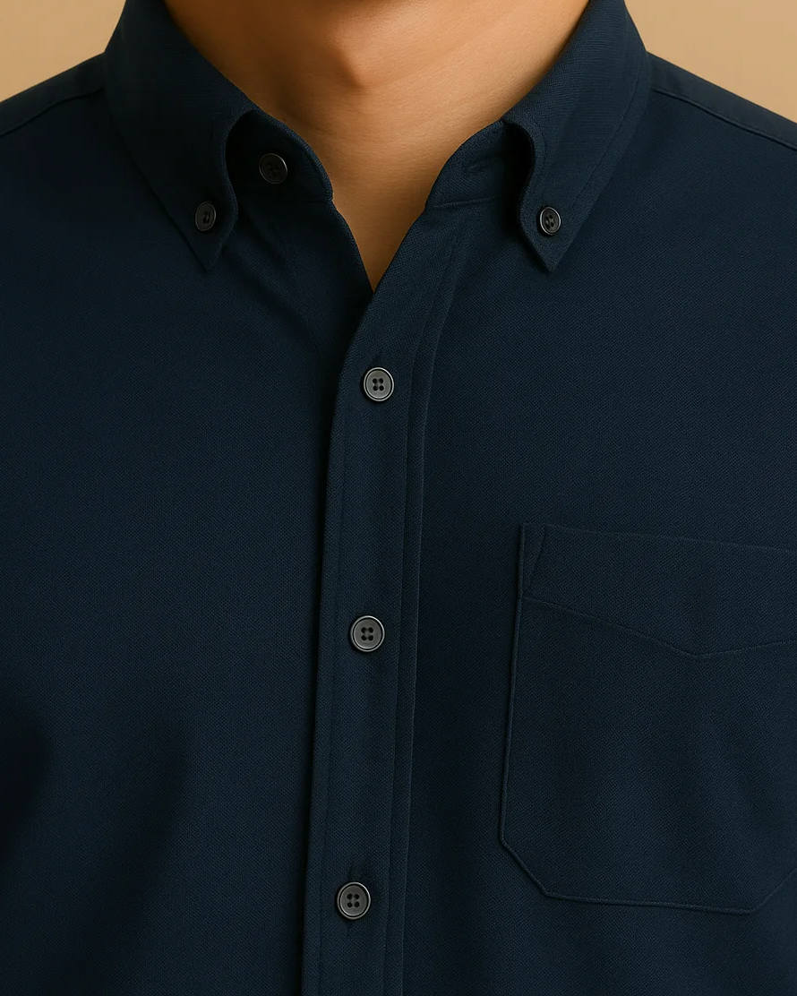 Men Classic Oxford Shirt - Long Sleeve Cotton Button-Down