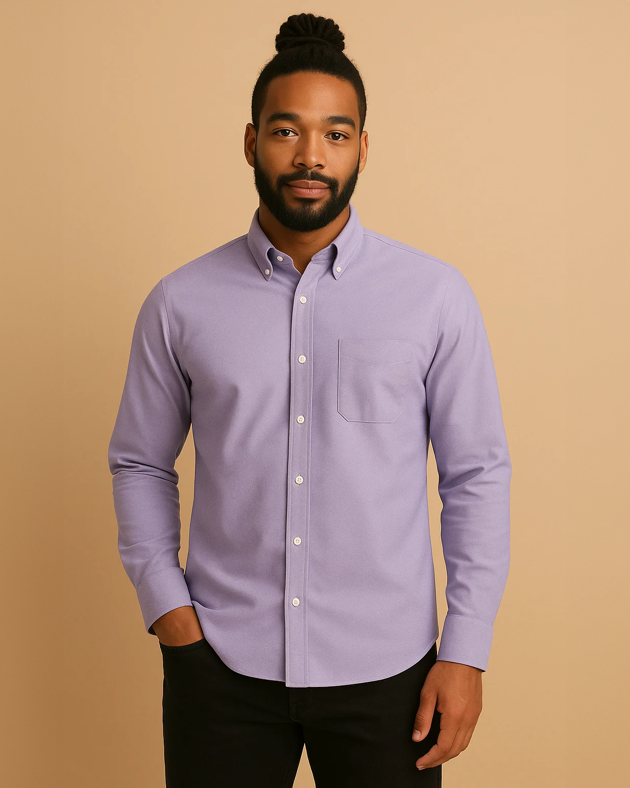 Men Classic Oxford Shirt - Long Sleeve Cotton Button-Down