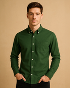 Men Classic Oxford Shirt - Long Sleeve Cotton Button-Down