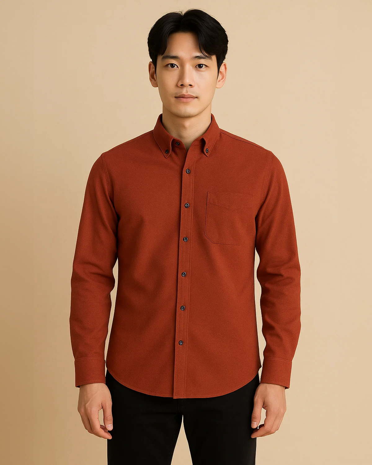 Men Classic Oxford Shirt - Long Sleeve Cotton Button-Down