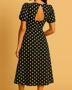 Freya Polka Dot Midi Dress with Sweetheart Neckline