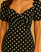 Freya Polka Dot Midi Dress with Sweetheart Neckline