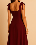 Aureline Chiffon Long Dress with Square Neckline