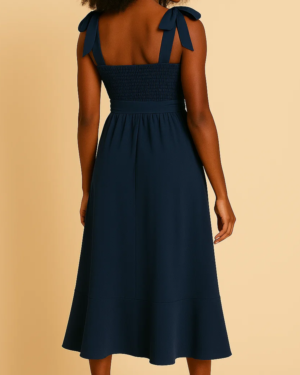 Jasmine Navy Blue Recycled Midi Dress | Ethical Cocktail Dress with Slit