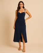 Ophelia Strappy Navy Midi Dress