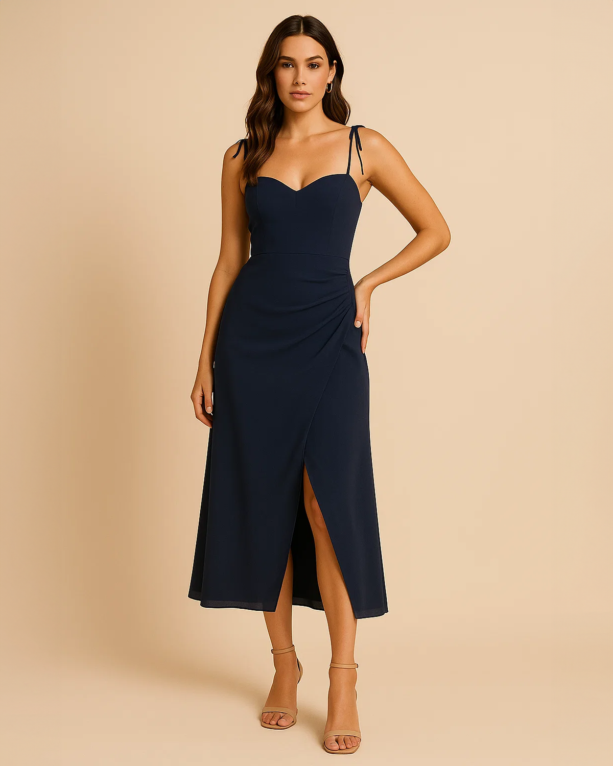 a line midi dress uk 100% Linen A-Line Midi Dress VALENCIA main image 0