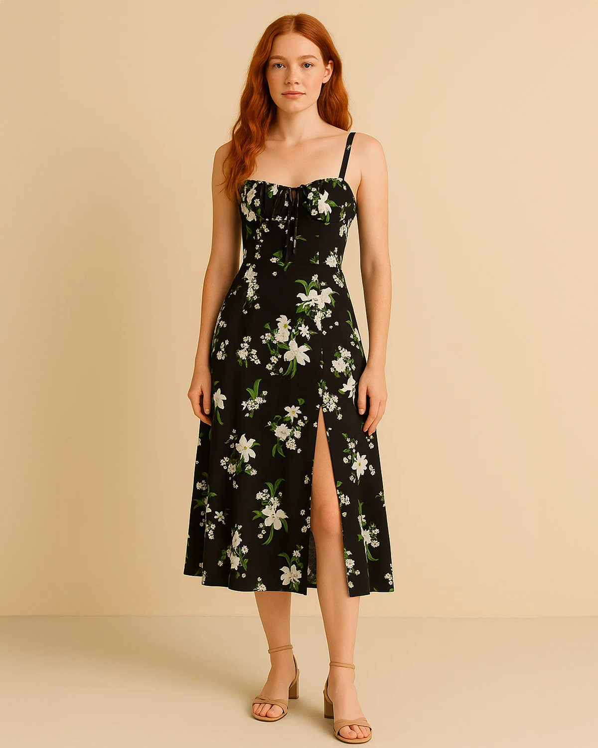 Heidi Black Floral Corset Summer Dress