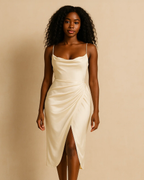 Willa Strappy White Satin Dress