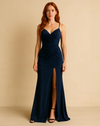 Sadie Long Elegant Navy Blue Dress