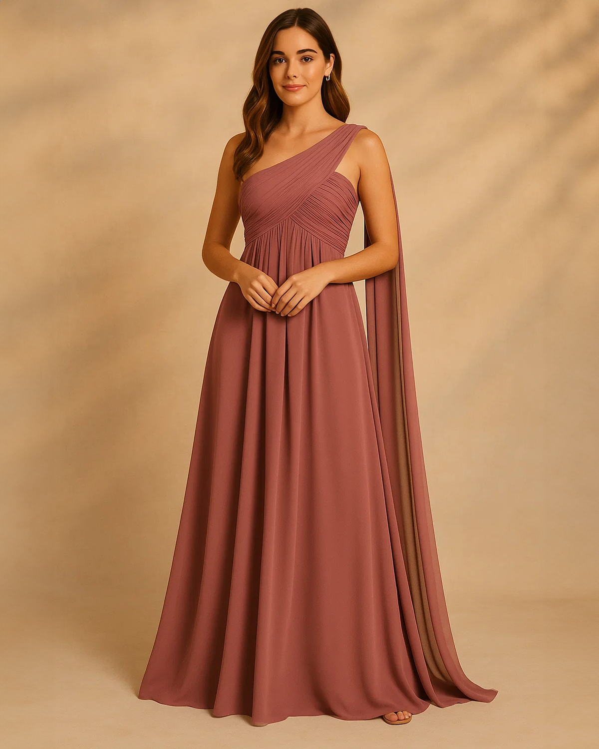 Saraya One Shoulder Gown in Mauve | Ethical Formalwear & Bridesmaid Dress