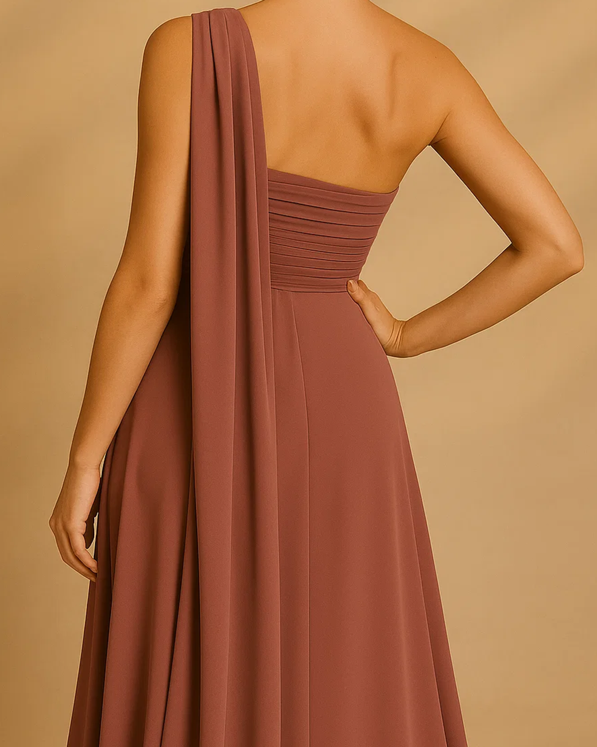 Saraya One Shoulder Gown in Mauve | Ethical Formalwear & Bridesmaid Dress