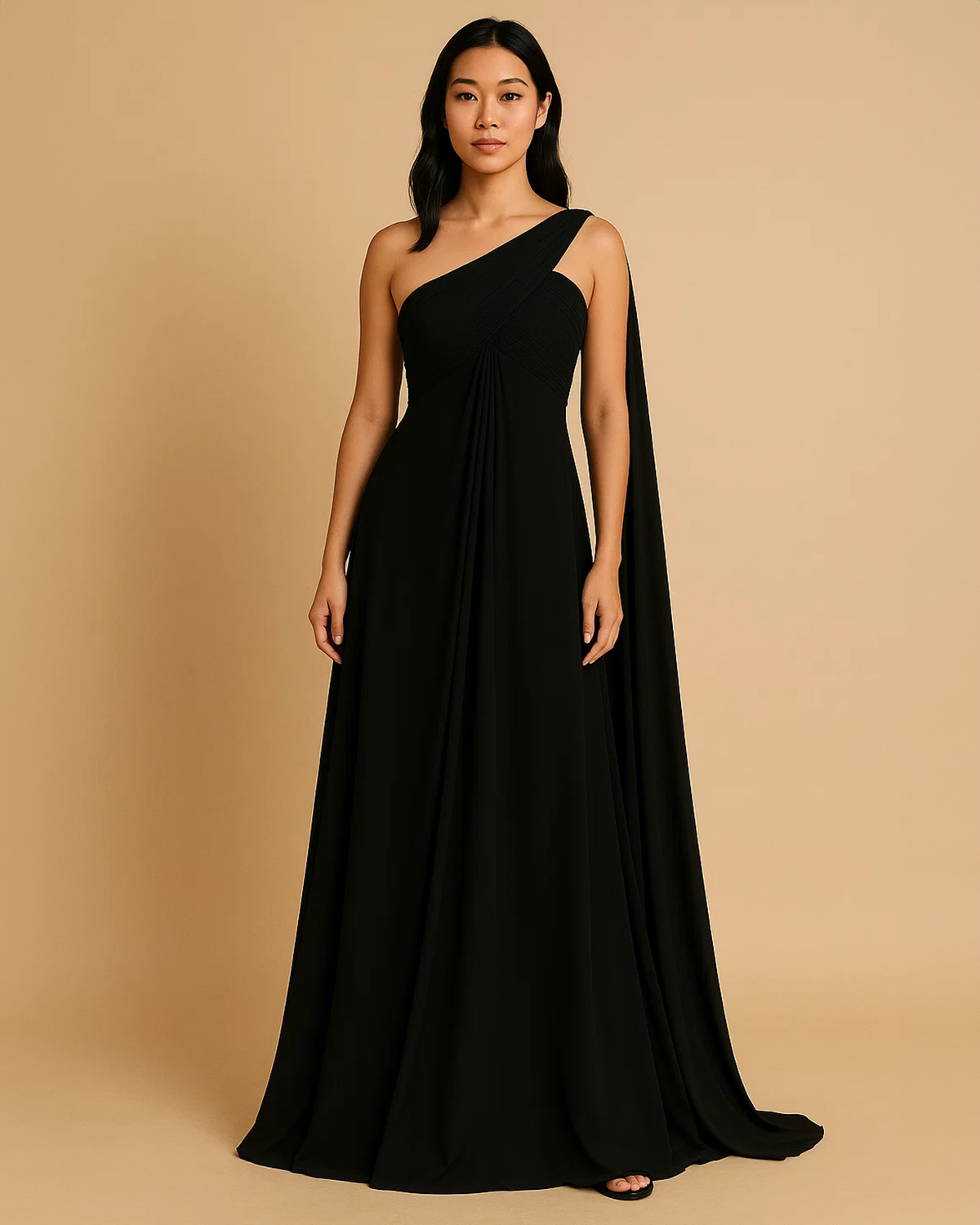 Saraya Black One Shoulder Gown | Sustainable Black Tie & Gala Dress