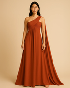 Saraya Burnt Orange Gown | Sustainable Statement Dress for Events