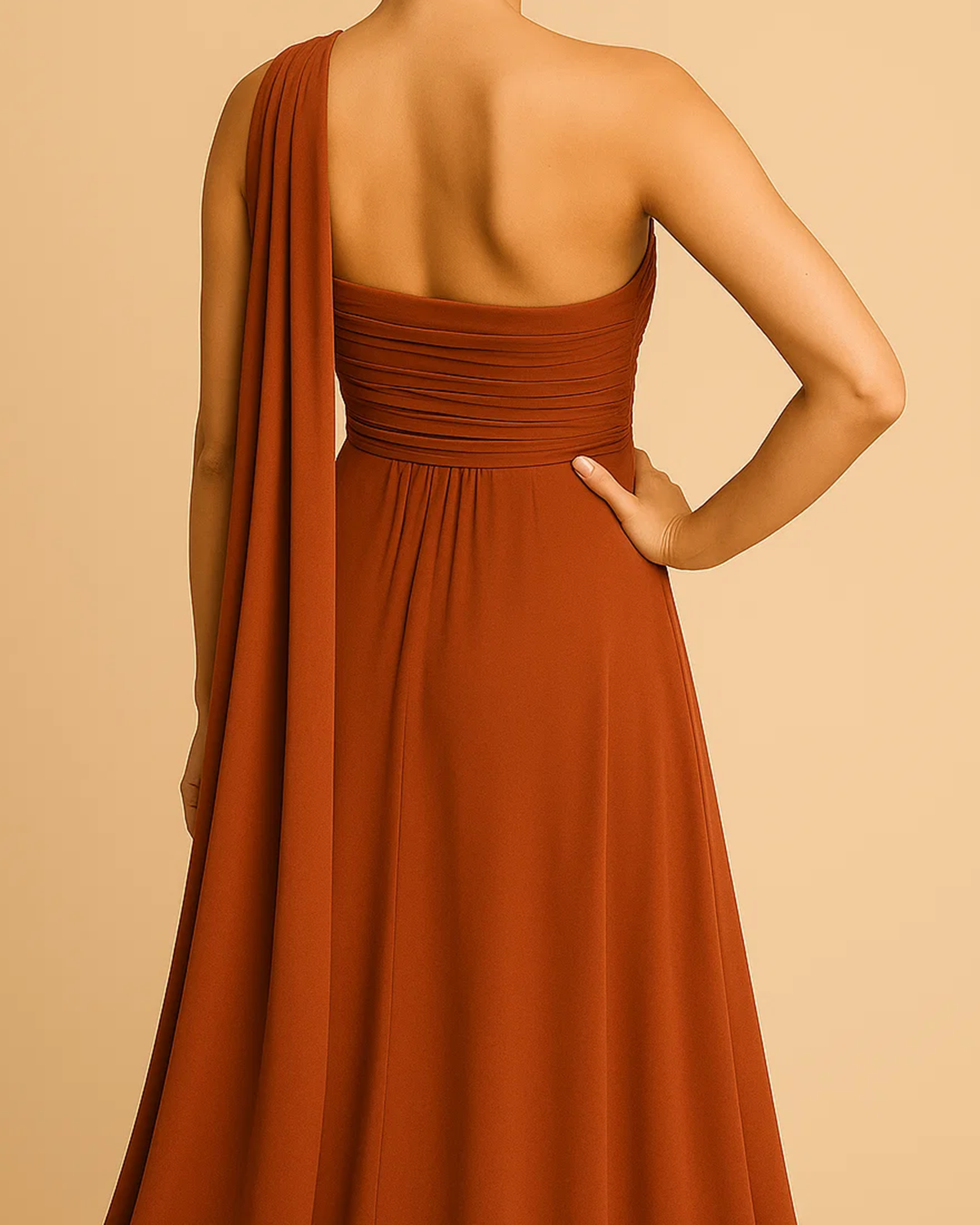 Saraya Burnt Orange Gown | Sustainable Statement Dress for Events