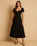 Adeline Black Maxi Dress with Sweetheart Neckline
