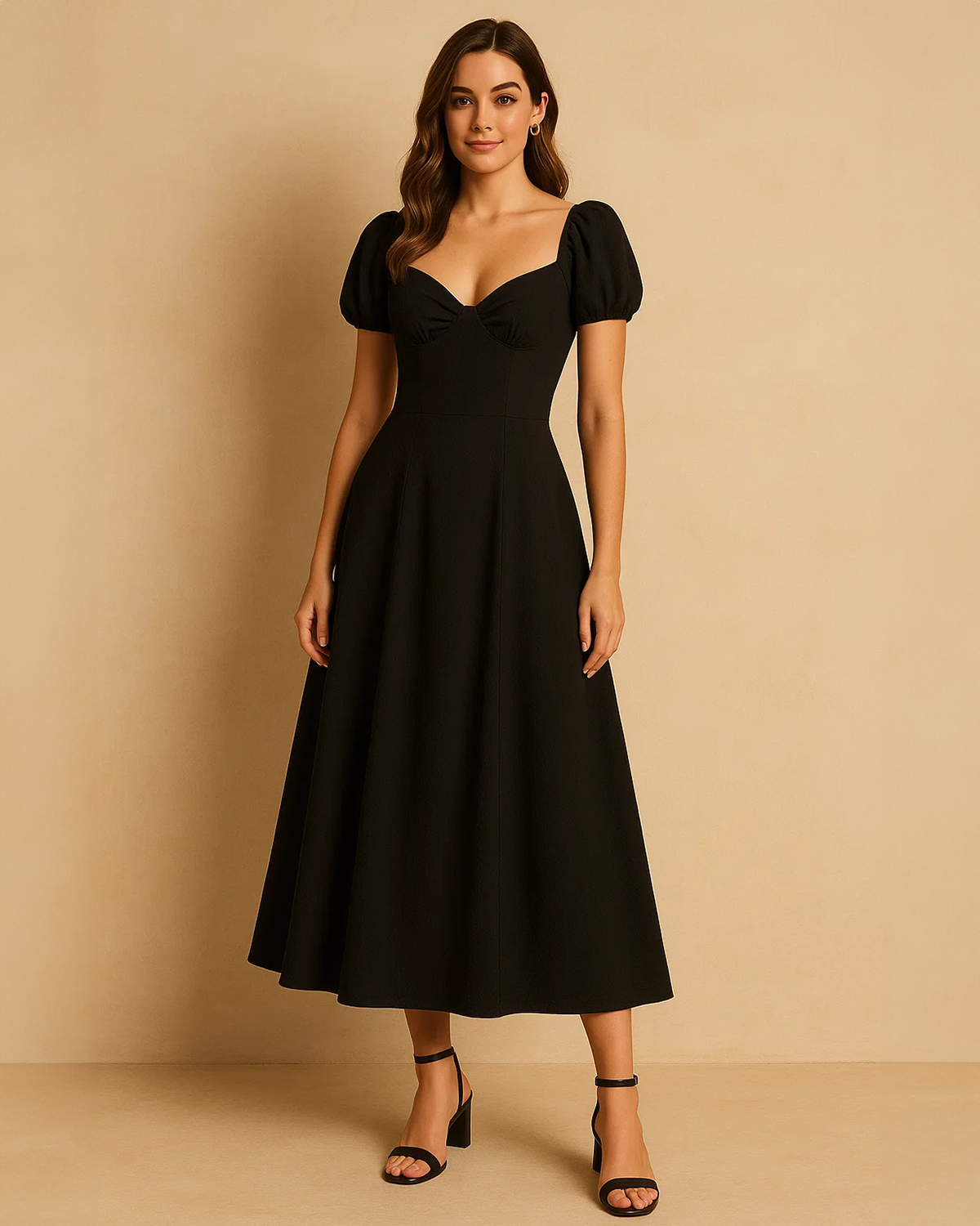 Adeline Black Maxi Dress with Sweetheart Neckline