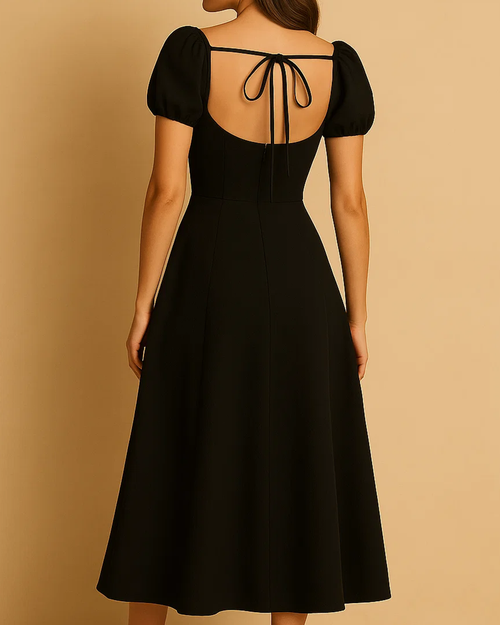Adeline Black Maxi Dress with Sweetheart Neckline