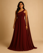 Saraya Burgundy One Shoulder Dress | Vegan Occasionwear with Flow