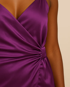 Amaya Deep Purple Satin Dress - Satin Party Dress