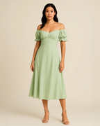 Sophia Green off Shoulder Dress - Sage Green Cocktail Dress